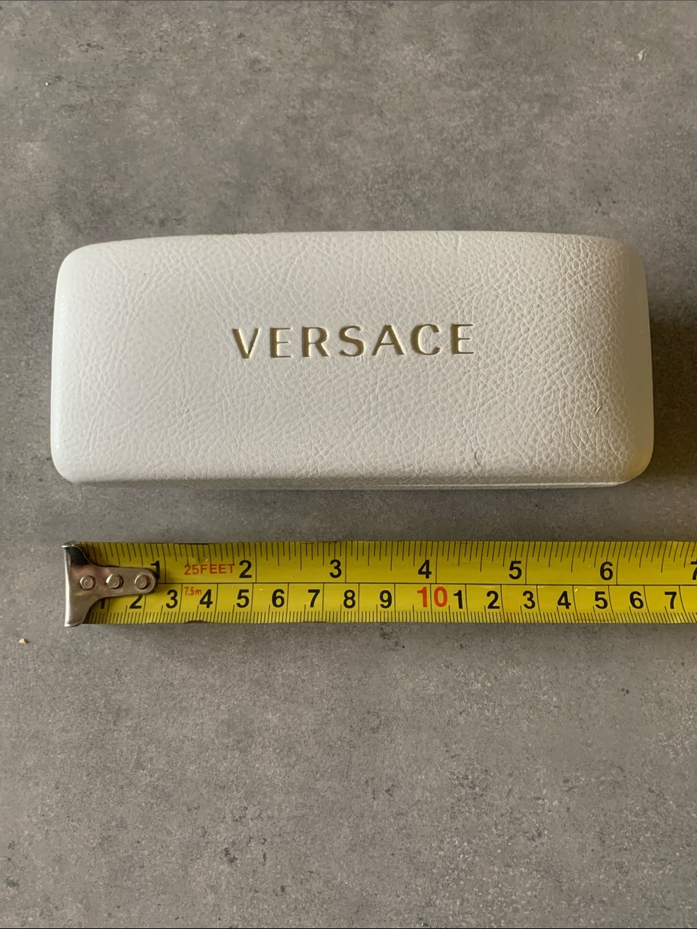 Versace Cream Glasses Hard Case with Gold Logo